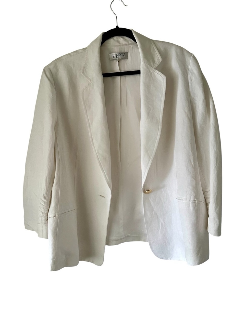 Kasper Women's Jacket White Single-Button Blazer Size 18